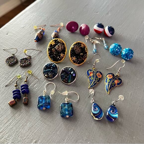 Earrings Lot Beaded Gold & Silver Tone - Picture 5 of 6